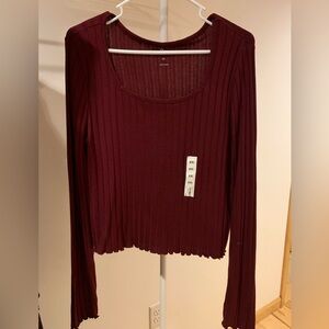 Junior’s Kohl’s brand SO Maroon Burgundy Ribbed Long sleeve Sweater XXL NWT